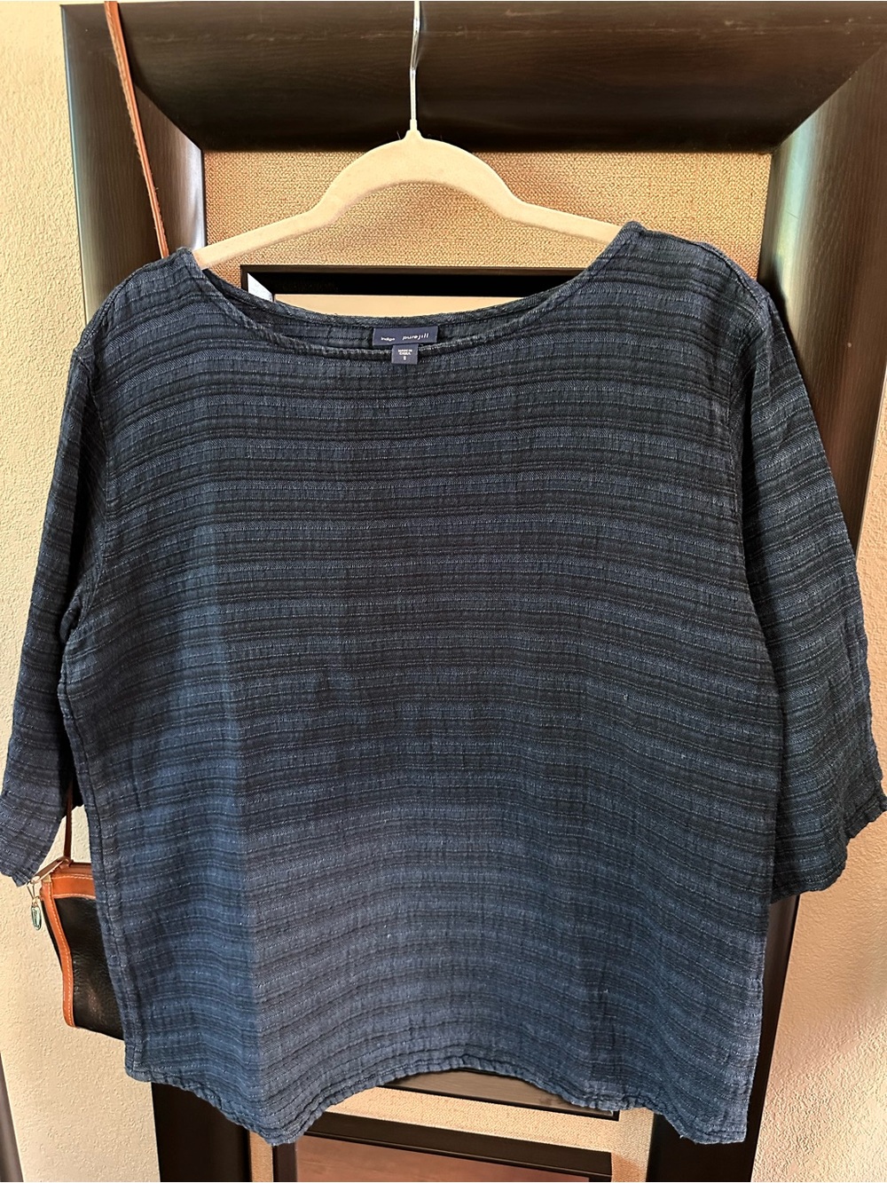 Eileen Fisher Blue Textured Boatneck Tunic